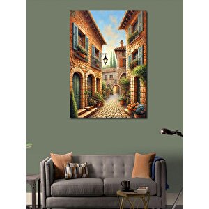 Kanvas Tablo Renkli Taş Sokak Manzarası 100x140 cm