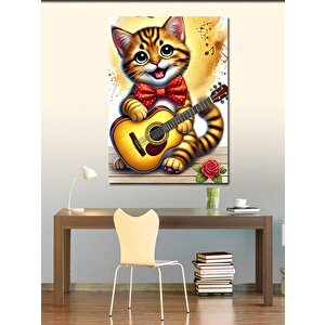Kanvas Tablo Gitar Çalan Kedi 100x140 cm