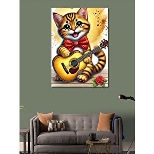 Kanvas Tablo Gitar Çalan Kedi 100x140 cm