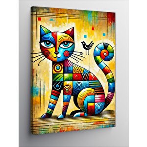 Kanvas Tablo Renkli Soyut Kedi 100x140 cm