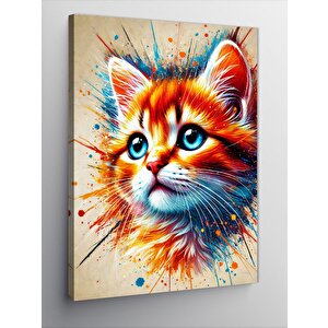 Kanvas Tablo Renkli Kedi Portresi 70x100 cm