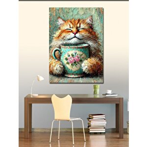 Kanvas Tablo Çay Fincanında Kedi 70x100 cm