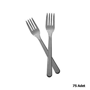 Plastik Gri Renkli Lüx Parti Doğum Günü Çatal - 18 Cm. - 25 Adetlik 3 Paket