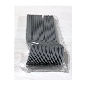 Plastik Gri Renkli Lüx Parti Doğum Günü Çatal - 18 Cm. - 25 Adetlik 10 Paket