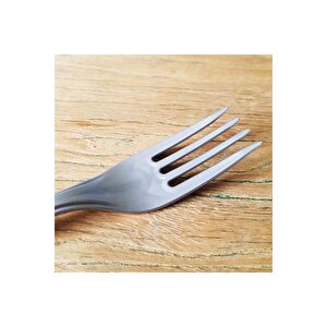 Plastik Gri Renkli Lüx Parti Doğum Günü Çatal - 18 Cm. - 25 Adetlik Paket