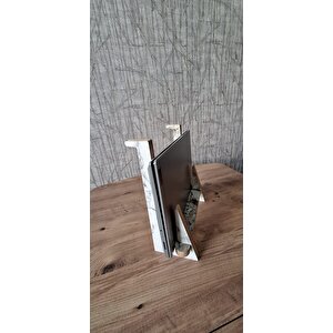 Ahşap Laptop Yükseltici Laptop Standı Tüm Modellerle Uyumlu Taşınabilir Notebook Standı Mdf Beyaz Mermer