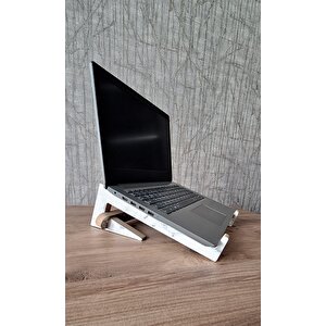 Ahşap Laptop Yükseltici Laptop Standı Tüm Modellerle Uyumlu Taşınabilir Notebook Standı Mdf Beyaz Mermer