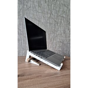Ahşap Laptop Yükseltici Laptop Standı Tüm Modellerle Uyumlu Taşınabilir Notebook Standı Mdf Beyaz Mermer