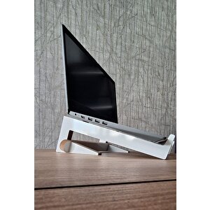 Ahşap Laptop Yükseltici Laptop Standı Tüm Modellerle Uyumlu Taşınabilir Notebook Standı Mdf Beyaz