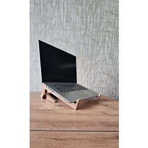 Ahşap Laptop Yükseltici Laptop Standı Tüm Modellerle Uyumlu Taşınabilir Notebook Standı Mdf Açık Ceviz