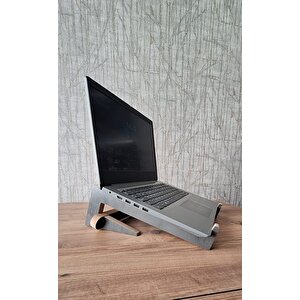 Ahşap Laptop Yükseltici Laptop Standı Tüm Modellerle Uyumlu Taşınabilir Notebook Standı Mdf Siyah Mermer