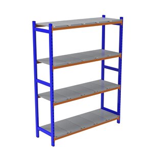Rafburada® 4 Katlı Depo Rafı. 150-300 Kg Taşıma Kapasiteli H. Rack 60x150x200