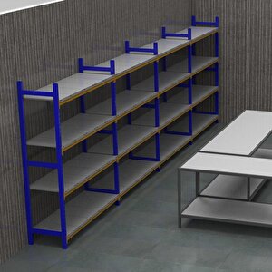 Rafburada® 4 Katlı Depo Rafı. 150-300 Kg Taşıma Kapasiteli H. Rack 60x150x200