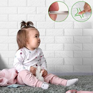 50cmx500cm 2,5 M2 1 Adet Yapışkanlı Duvar Kağıdı Esnek Köpük Paneli Beyaz 3d Tuğla Desen Ev Ofis