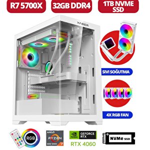 Delux Ii Ryzen 7 5700x 32gb Ram 1tb  M.2 Nvme Ssd 8gb Rtx4060 Sıvı Soğutmalı Oyuncu Bilgisayarı