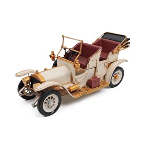 Dekoratif Dayanıklı Metal Nostaljik Araba  Krem-altın  Renk 1210e-3326