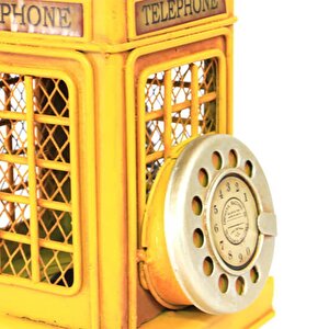 Dekoratif Dayanıklı  Metal Ahizeli Telefon Kumbara Sarı Renk C0725