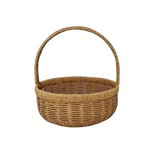 Dekoratif Dayanıklı Rattan Kulplu Yuvarlak Çok Amaçlı Sepet Büyük  Boy 827