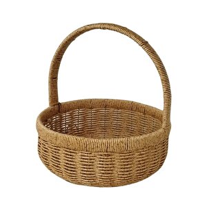 Dekoratif Dayanıklı Rattan Kulplu Yuvarlak Çok Amaçlı Sepet Büyük  Boy 827