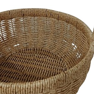 Dekoratif Dayanıklı Rattan Kulplu Yuvarlak Çok Amaçlı Sepet Büyük  Boy 827