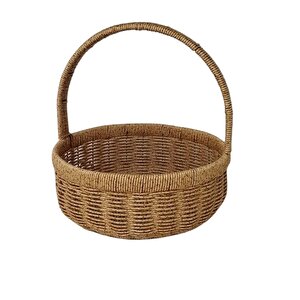 Mien Dekoratif Dayanıklı Rattan Kulplu Yuvarlak Çok Amaçlı Sepet Büyük  Boy 827