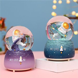 Dekoratif Pilli Müzikli Astronot Figürlü  Hediyelik Kar Küresi Büyük Boy 1205