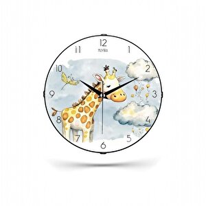 Muyi̇ka Zürafa Çocuk Odası Bombe Dekoratif Sessiz Mekanizma Duvar Saati 26x26cm Pds-26