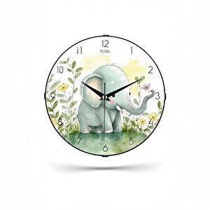 Muyi̇ka Fil Çocuk Odası Bombe Dekoratif Sessiz Mekanizma Duvar Saati 26x26cm Pds-26