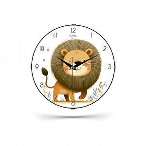 Muyi̇ka Aslan Çocuk Odası Bombe Dekoratif Sessiz Mekanizma Duvar Saati 26x26cm Pds-26
