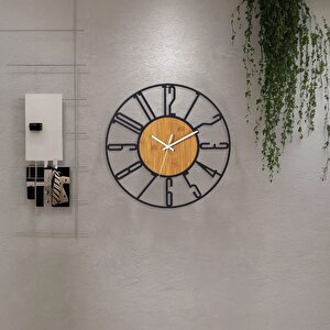Sogno Metal Ahşap Göbek Sessiz Mekanizma Dekoratif Duvar Saati 50x50cm Mds-50