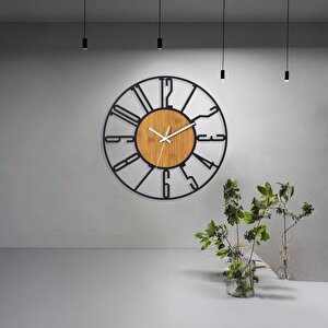 Sogno Metal Ahşap Göbek Sessiz Mekanizma Dekoratif Duvar Saati 50x50cm Mds-50