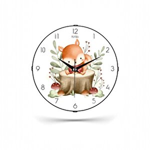 Muyi̇ka Sincap Çocuk Odası Bombe Dekoratif Sessiz Mekanizma Duvar Saati 26x26cm Pds-26