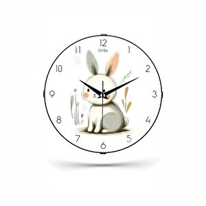 Muyi̇ka Tavşan Çocuk Odası Bombe Dekoratif Sessiz Mekanizma Duvar Saati 26x26cm Pds-26