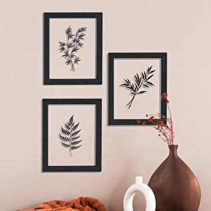 Regina Siyah 3 Parça Ahşap Çerçeveli Cam Üstü Baskı Tablo Seti 28x66cm