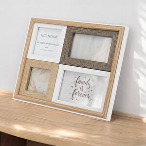 Ceri 32 X 27cm 4lü Ahşap Çerçeveli Dekoratif Fotoğraf Çerçevesi Afç-3227