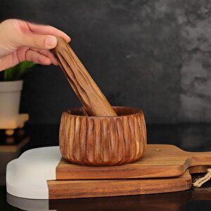 Dayanıklı Ahşap Akasya Havan Set 2 Parça 7b44
