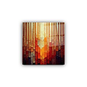 Soyut Turuncu Cam Tablo | Hediyelik, Dekoratif, Ofis, Mutfak 40x40 cm