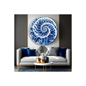 Soyut Yuvarlak Cam Tablo | Hediyelik, Dekoratif, Ofis, Mutfak 80x80 cm