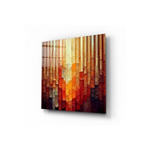 Soyut Turuncu Cam Tablo | Hediyelik, Dekoratif, Ofis, Mutfak 30x30 cm