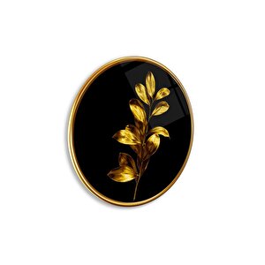 Gold Yapraklar Yuvarlak Cam Tablo | Hediyelik, Dekoratif, Ofis, Mutfak 30x30 cm