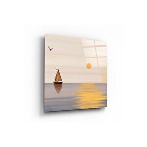 Manzara Gün Batımı Cam Tablo | Hediyelik, Dekoratif, Ofis, Mutfak 60x60 cm