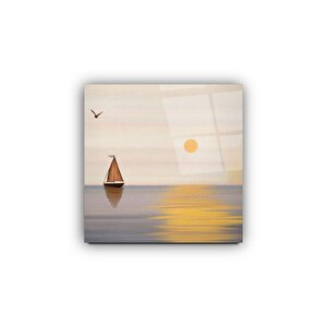 Manzara Gün Batımı Cam Tablo | Hediyelik, Dekoratif, Ofis, Mutfak 60x60 cm