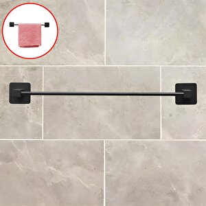 Yapışkanlı Havluluk Metal Siyah Banyo Lavabo Mutfak Uzun Kağıt Bez Havlu Askısı Kağıtlık 39 Cm