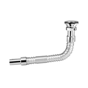 Standart Lavabo Evye Sifonu Uzun Plastik Körüklü Kıvrılabilir 33-80 Cm Uzayabilir Krom Renk