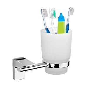 Banyo Metal Diş Fırçalık Vidalı Askı Lavabo Diş Fırçası Stand Kabı Kutusu Hazneli Krom