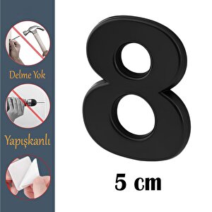 Kapı Numarası Yapışkanlı Küçük Boy 50 Mm 5 Cm Numara 8 Rakam Sekiz Sayı Siyah Renk Numaralar 1 Adet