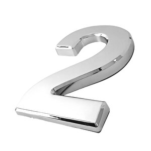 Kapı Numarası Yapışkanlı Küçük Boy 50 Mm 5 Cm Numara 2 Rakam İki Sayısı Krom Renk Numaralar 1 Adet