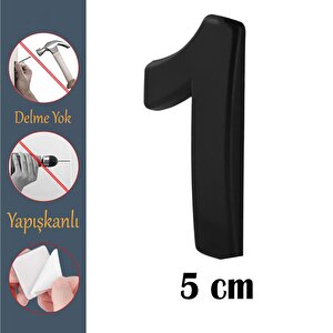 Kapı Numarası Yapışkanlı Küçük Boy 50 Mm 5 Cm Numara 1 Rakam Bir Sayısı Siyah Renk Numaralar 1 Adet