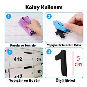 Kapı Numarası Yapışkanlı Küçük Boy 50 Mm 5 Cm Numara 1 Rakam Bir Sayısı Siyah Renk Numaralar 1 Adet