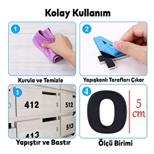 Kapı Numarası Yapışkanlı Küçük Boy 50 Mm 5 Cm Numara 0 Rakam Sıfır Sayı Siyah Renk Numaralar 1 Adet